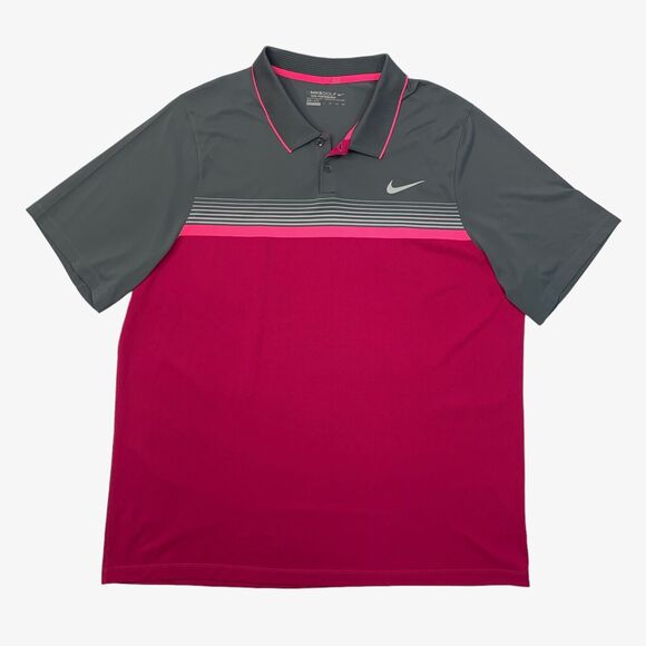 Nike Polo Shirt Mens XXL Gray Valentine Golf Momentum Stripe Tour Performance - Picture 1 of 12